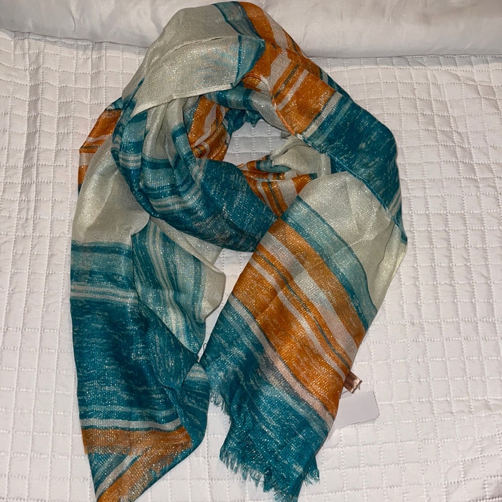 Muti color long shimmer thread scarf